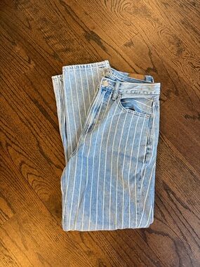 American Eagle Outfitters Light Blue Pinstripe Straight Leg Jeans